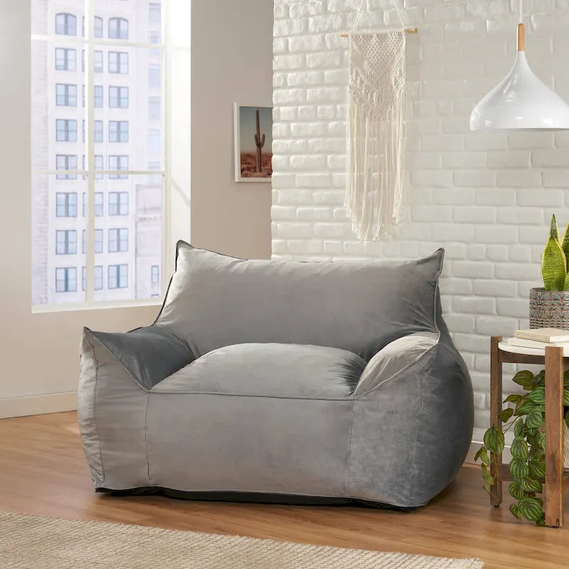 Pouf poire surdimensionné en velours Loubar avec accoudoirs par Christopher Knight Home