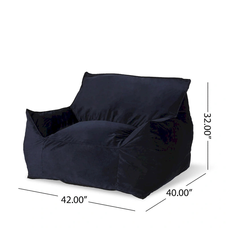 Pouf poire surdimensionné en velours Loubar avec accoudoirs par Christopher Knight Home