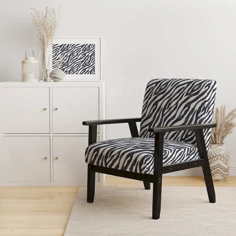 Chaise d'appoint et fauteuil rembourrés rayés zébrés Designart pour cabine et pavillon