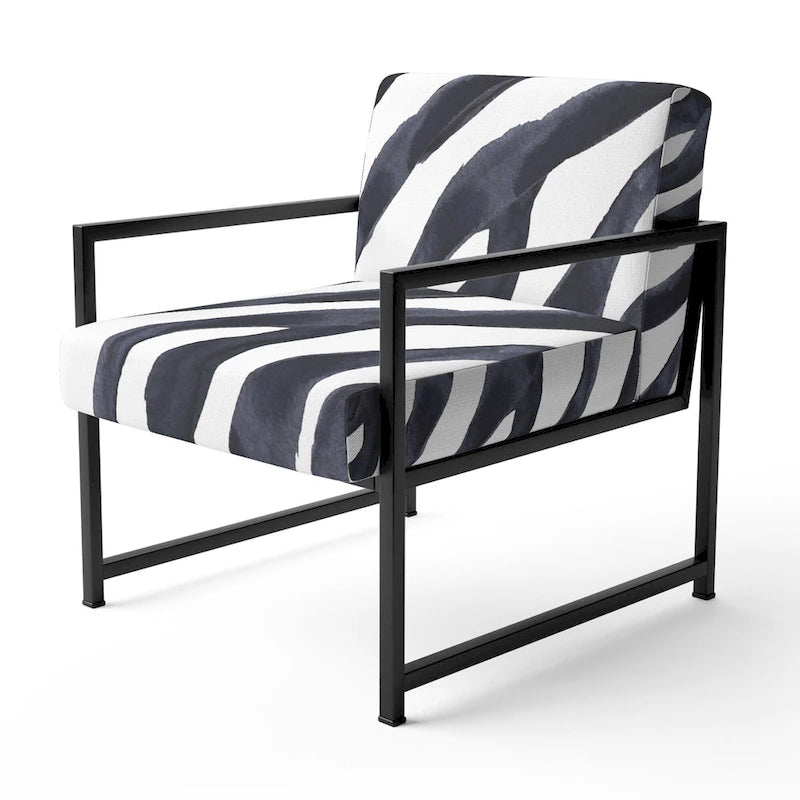 Chaise d'appoint et fauteuil rembourrés rayés zébrés Designart pour cabine et pavillon