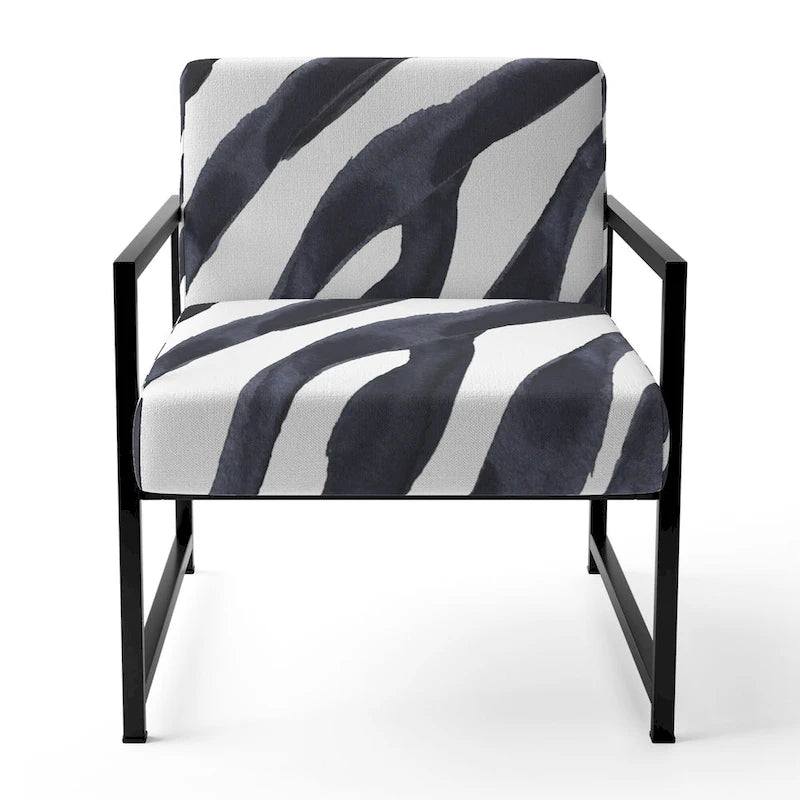 Chaise d'appoint et fauteuil rembourrés rayés zébrés Designart pour cabine et pavillon