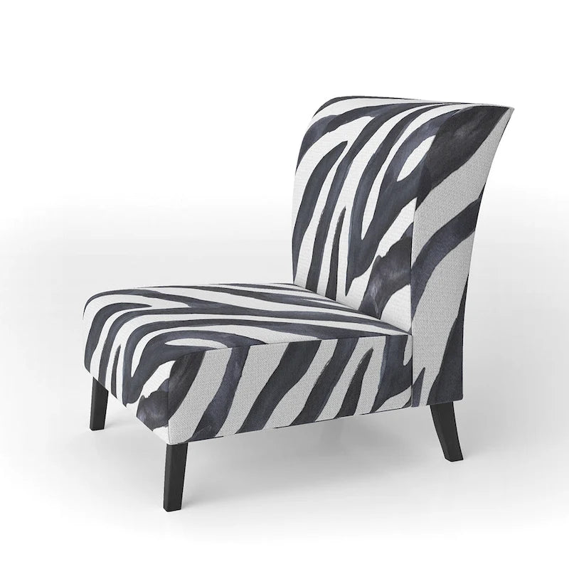 Chaise d'appoint et fauteuil rembourrés rayés zébrés Designart pour cabine et pavillon