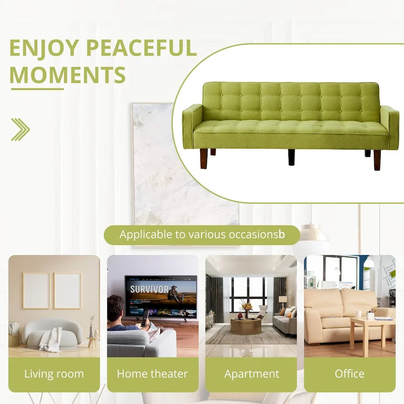 Canapé-lit futon, canapé-lit convertible moderne avec accoudoirs pour studio, bureau, appartement, petit espace de vie, salle de jeux