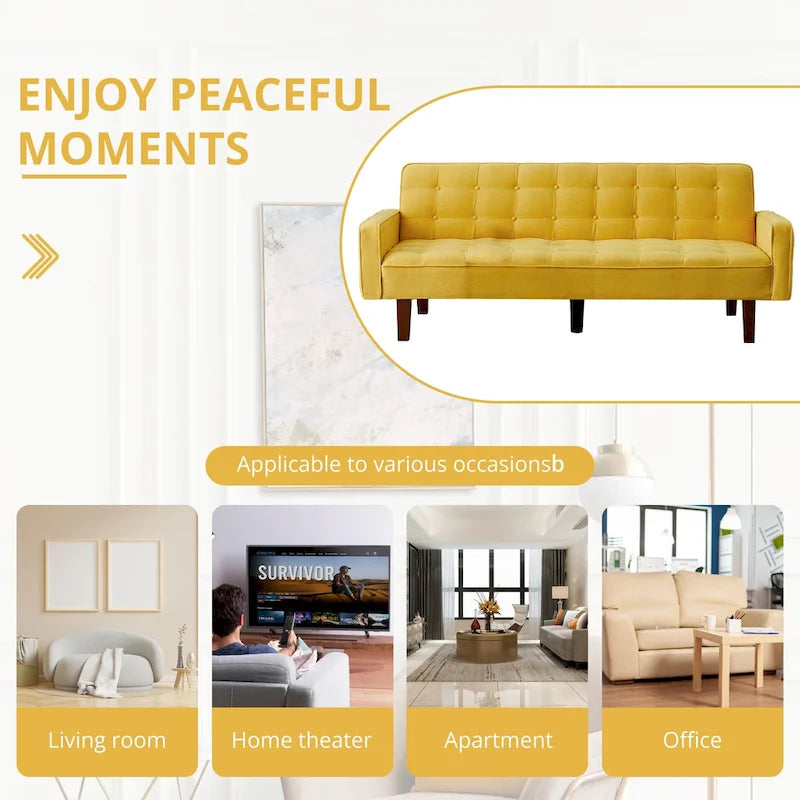 Canapé-lit futon, canapé-lit convertible moderne avec accoudoirs pour studio, bureau, appartement, petit espace de vie, salle de jeux