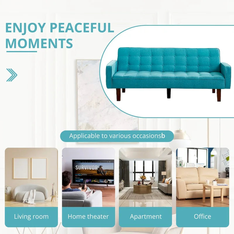 Canapé-lit futon, canapé-lit convertible moderne avec accoudoirs pour studio, bureau, appartement, petit espace de vie, salle de jeux