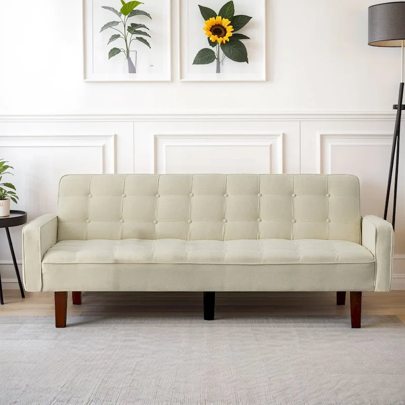 Canapé-lit futon, canapé-lit convertible moderne avec accoudoirs pour studio, bureau, appartement, petit espace de vie, salle de jeux