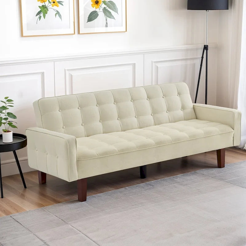 Canapé-lit futon, canapé-lit convertible moderne avec accoudoirs pour studio, bureau, appartement, petit espace de vie, salle de jeux