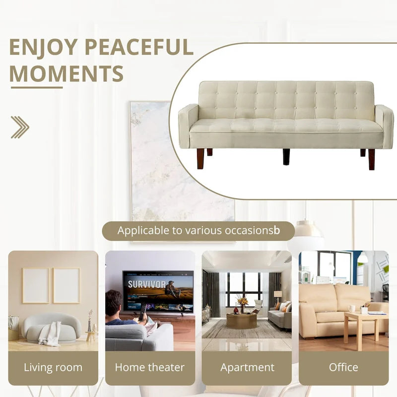 Canapé-lit futon, canapé-lit convertible moderne avec accoudoirs pour studio, bureau, appartement, petit espace de vie, salle de jeux
