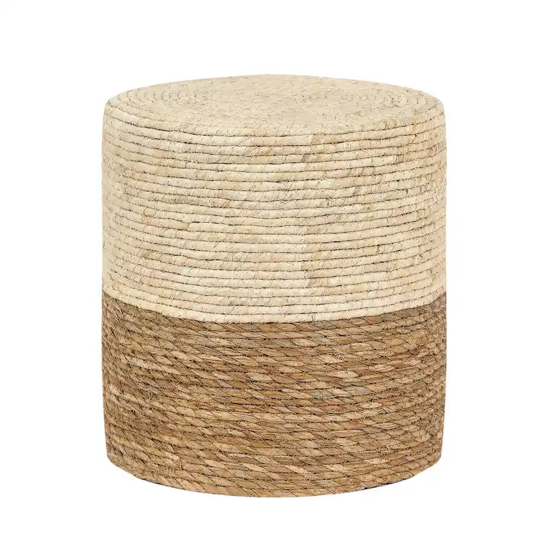 Adeco Lot de 2 poufs repose-pieds en quenouille naturelle tressée à la main