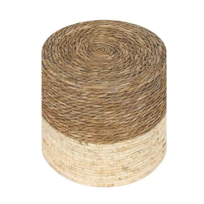 Adeco Lot de 2 poufs repose-pieds en quenouille naturelle tressée à la main