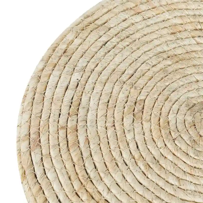 Adeco Lot de 2 poufs repose-pieds en quenouille naturelle tressée à la main