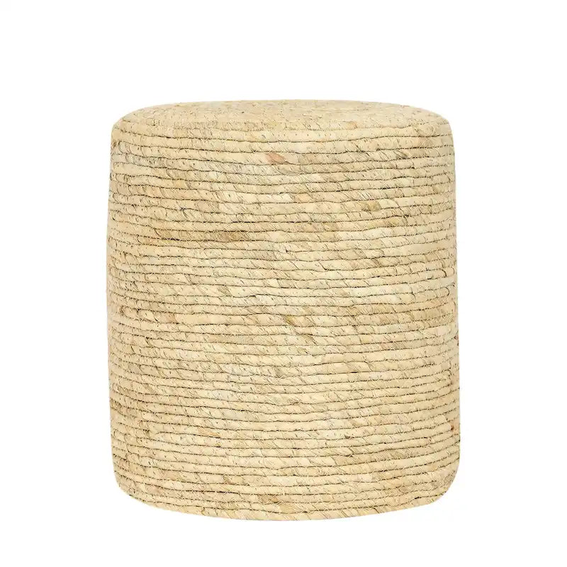 Adeco Lot de 2 poufs repose-pieds en quenouille naturelle tressée à la main