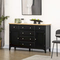 HOMCOM Buffet moderne avec tiroirs, meuble de rangement avec armoires de rangement, plateau en bois d'hévéa et étagères réglables, blanc