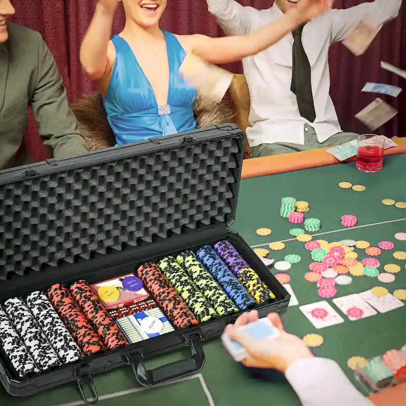 Soozier Set de Jetons de Poker avec 6 Dénominations, 500 Jetons, 14 Grammes d'Argile, Jetons de Poker de Casino avec Mallette en Aluminium