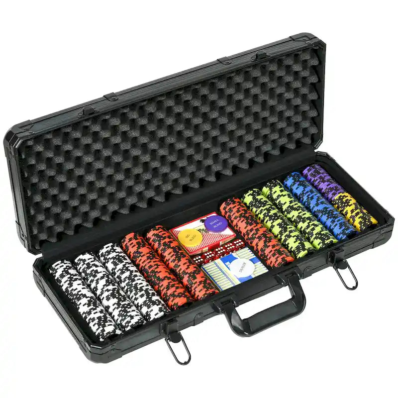 Soozier Set de Jetons de Poker avec 6 Dénominations, 500 Jetons, 14 Grammes d'Argile, Jetons de Poker de Casino avec Mallette en Aluminium