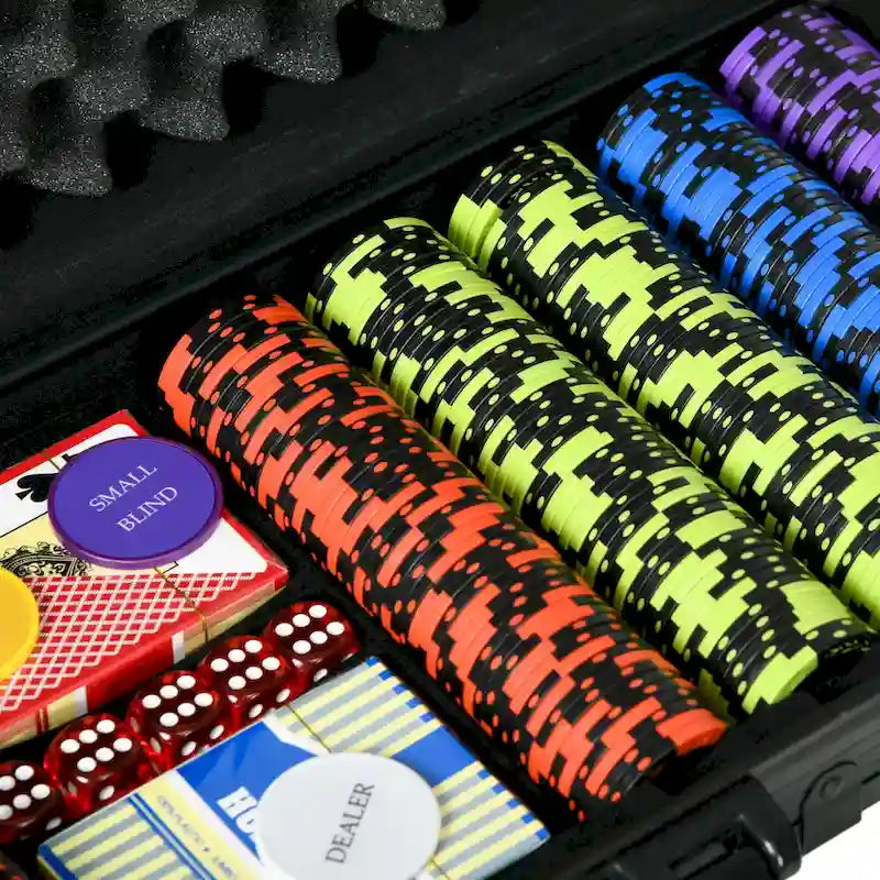 Soozier Set de Jetons de Poker avec 6 Dénominations, 500 Jetons, 14 Grammes d'Argile, Jetons de Poker de Casino avec Mallette en Aluminium