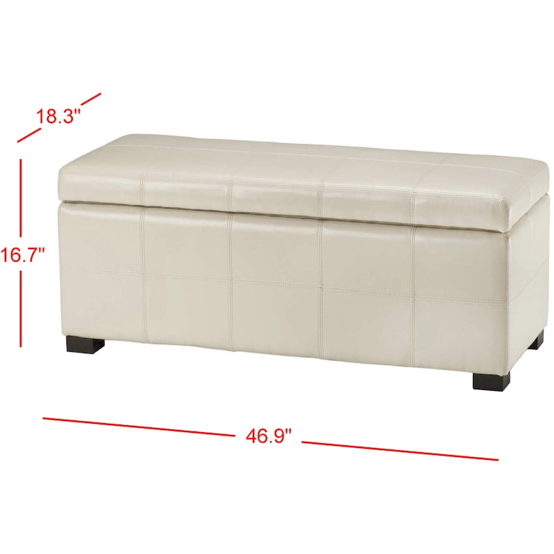 Banc de rangement SAFAVIEH Kerrie Brown en cuir reconstitué/bois - 46,9 x 18,3 x 16,7 - 47Lx18Px17H