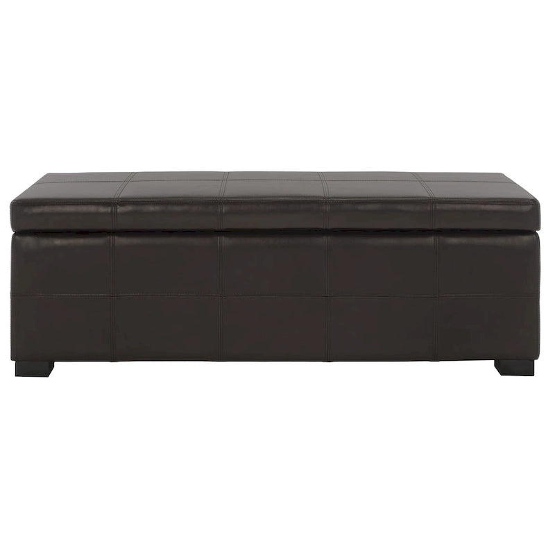 Banc de rangement SAFAVIEH Kerrie Brown en cuir reconstitué/bois - 46,9 x 18,3 x 16,7 - 47Lx18Px17H