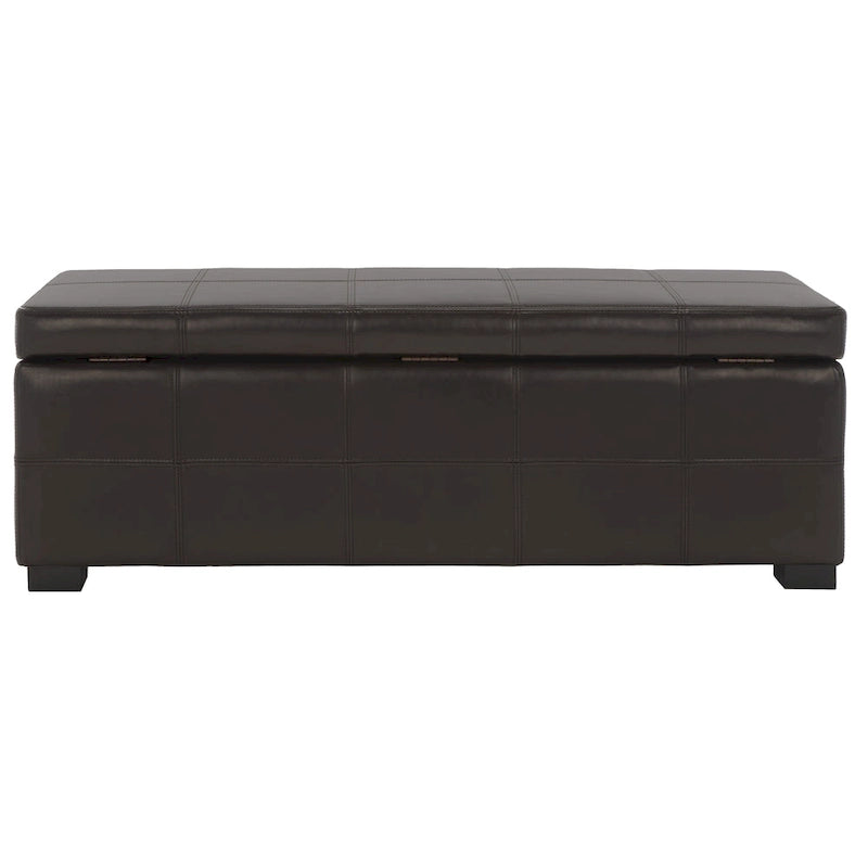 Banc de rangement SAFAVIEH Kerrie Brown en cuir reconstitué/bois - 46,9 x 18,3 x 16,7 - 47Lx18Px17H