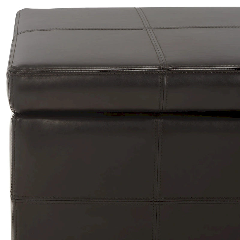 Banc de rangement SAFAVIEH Kerrie Brown en cuir reconstitué/bois - 46,9 x 18,3 x 16,7 - 47Lx18Px17H