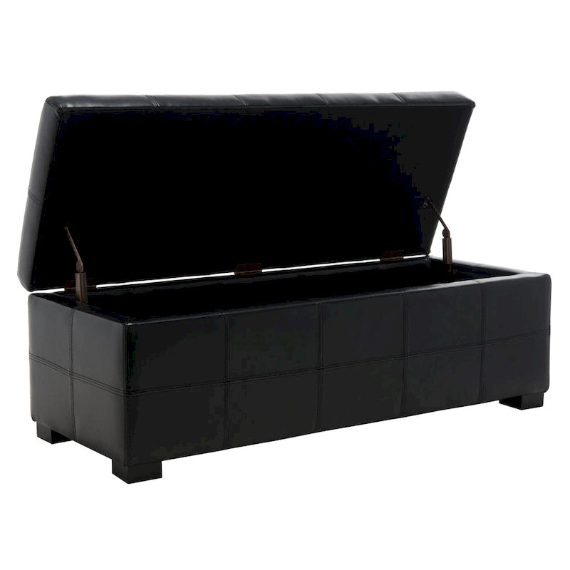 Banc de rangement SAFAVIEH Kerrie Brown en cuir reconstitué/bois - 46,9 x 18,3 x 16,7 - 47Lx18Px17H