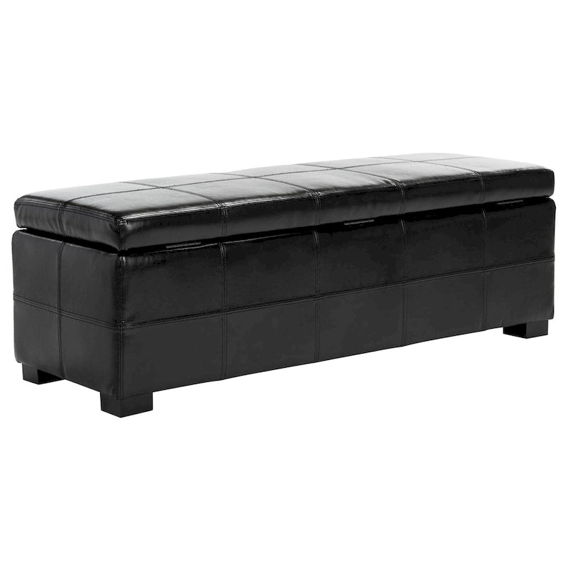 Banc de rangement SAFAVIEH Kerrie Brown en cuir reconstitué/bois - 46,9 x 18,3 x 16,7 - 47Lx18Px17H