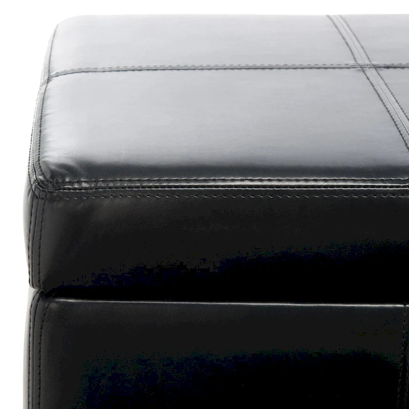 Banc de rangement SAFAVIEH Kerrie Brown en cuir reconstitué/bois - 46,9 x 18,3 x 16,7 - 47Lx18Px17H