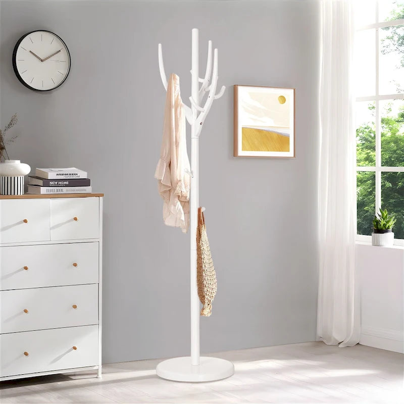 Porte-manteau sur pied en bois d'hévéa avec branches ajustables – 42 cm (diam.) x 182 cm (H)