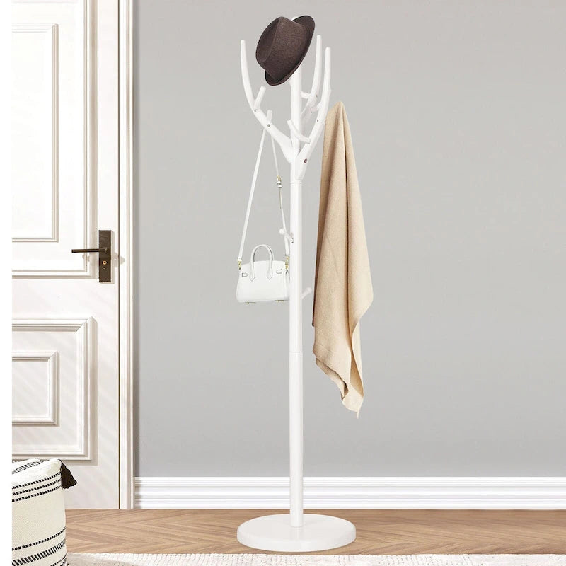 Porte-manteau sur pied en bois d'hévéa avec branches ajustables – 42 cm (diam.) x 182 cm (H)