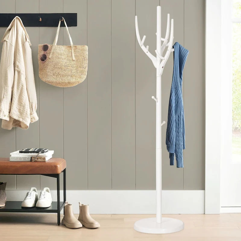 Porte-manteau sur pied en bois d'hévéa avec branches ajustables – 42 cm (diam.) x 182 cm (H)