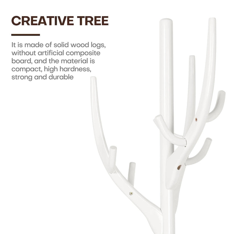 Porte-manteau sur pied en bois d'hévéa avec branches ajustables – 42 cm (diam.) x 182 cm (H)