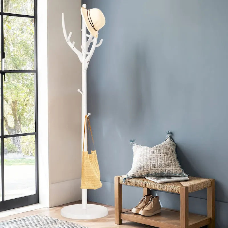 Porte-manteau sur pied en bois d'hévéa avec branches ajustables – 42 cm (diam.) x 182 cm (H)