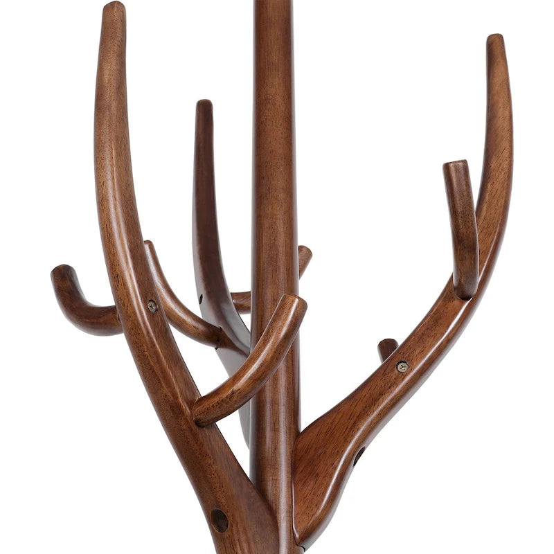 Porte-manteau sur pied en bois d'hévéa avec branches ajustables – 42 cm (diam.) x 182 cm (H)