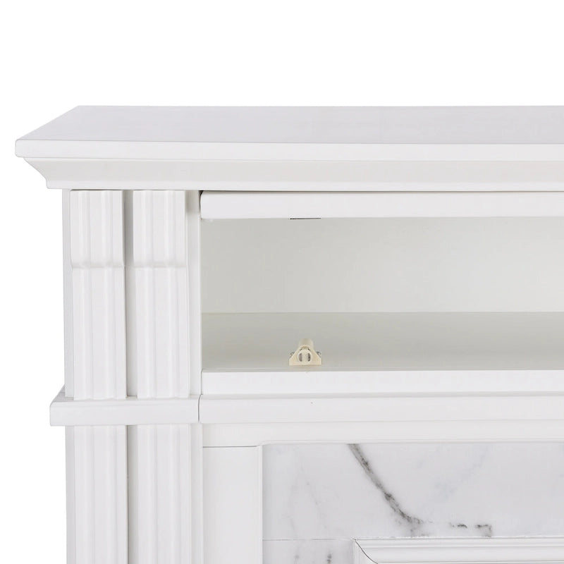 Cheminée électrique Occom SEI Furniture avec manteau en faux marbre et rangement média