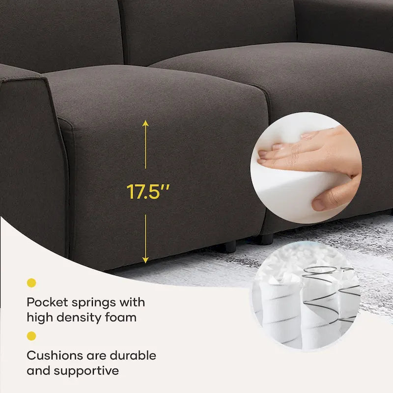 [VIDEO fourni] [Nouveau] Canapé moderne en tissu de lin 71*35,5, canapé 2-3 places élégant et minimaliste, facile à installer, exquise causeuse
