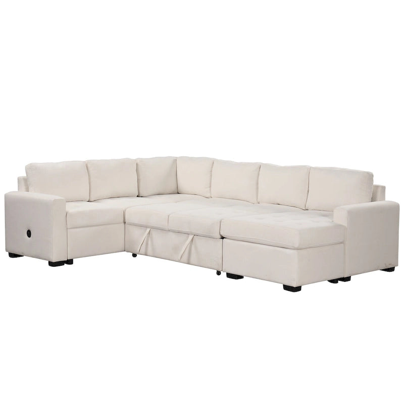 Canapé-lit d'angle U_Style avec lit gigogne et fauteuil, interfaces USB et Type-C, convient pour le salon, le bureau,