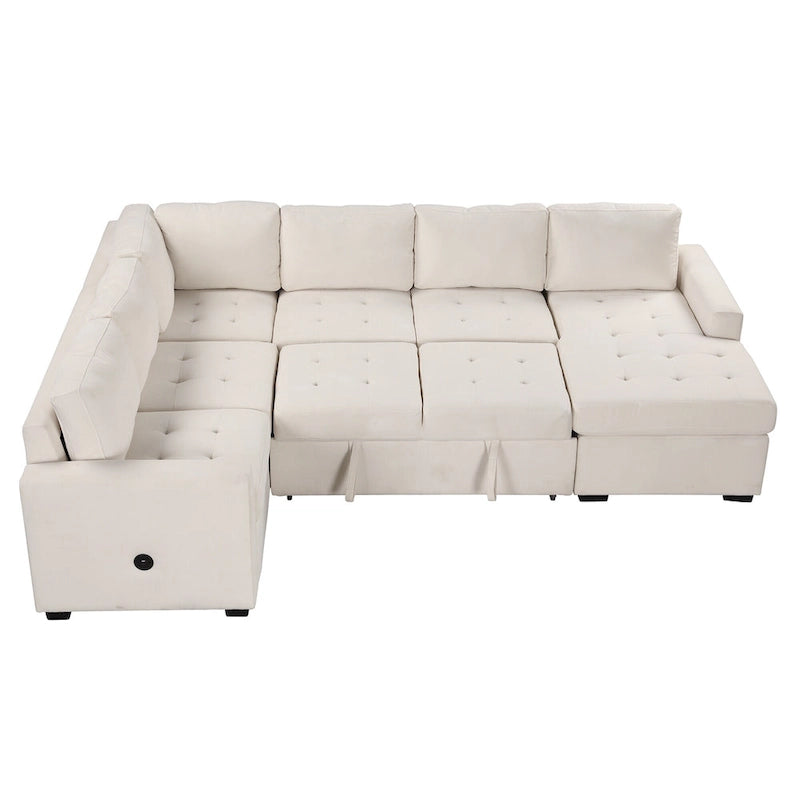 Canapé-lit d'angle U_Style avec lit gigogne et fauteuil, interfaces USB et Type-C, convient pour le salon, le bureau,