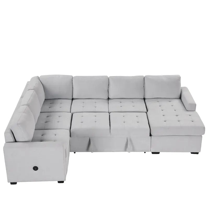 Canapé-lit d'angle U_Style avec lit gigogne et fauteuil, interfaces USB et Type-C, convient pour le salon, le bureau,