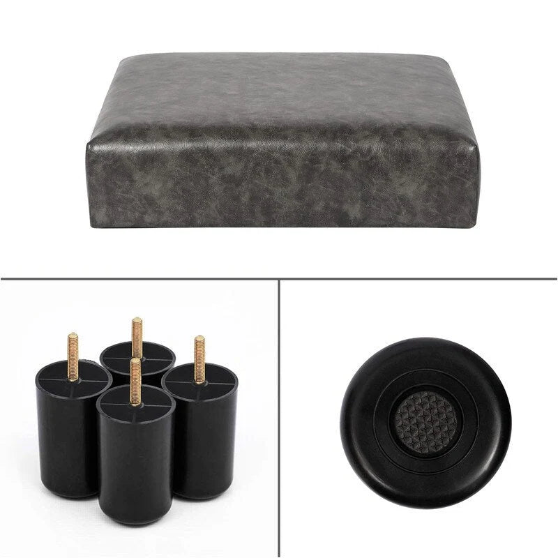 Adeco Petit Repose-pieds en cuir PU Pouf Carré Tabouret Repose-pieds Moderne