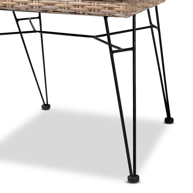 Ensemble de 2 chaises de salle à manger Nafaro en rotin bohème/métal avec coussin