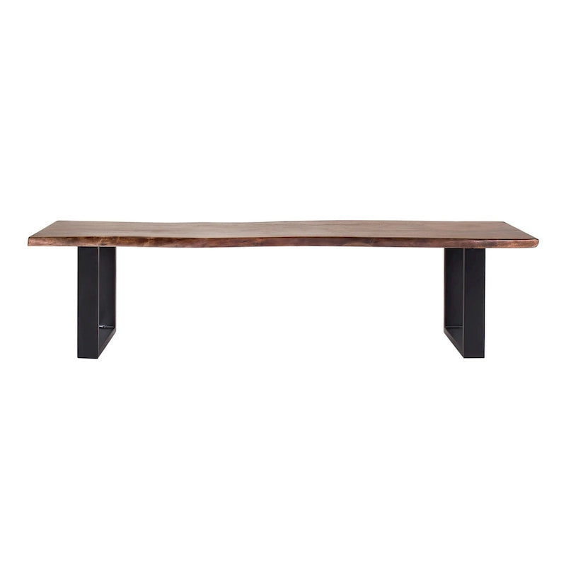 Banc de salle à manger Jessore en bois d'acacia brut de sciage et fer forgé