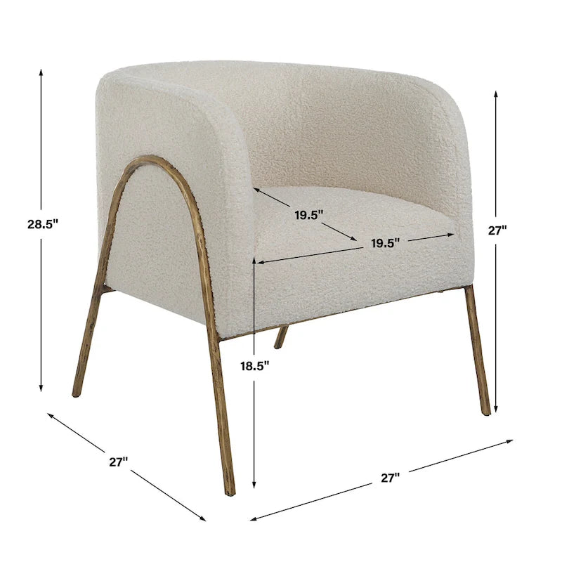 Fauteuil d'appoint Uttermost Jacobsen en peau de mouton blanc cassé - 27L x 28,5H x 27P
