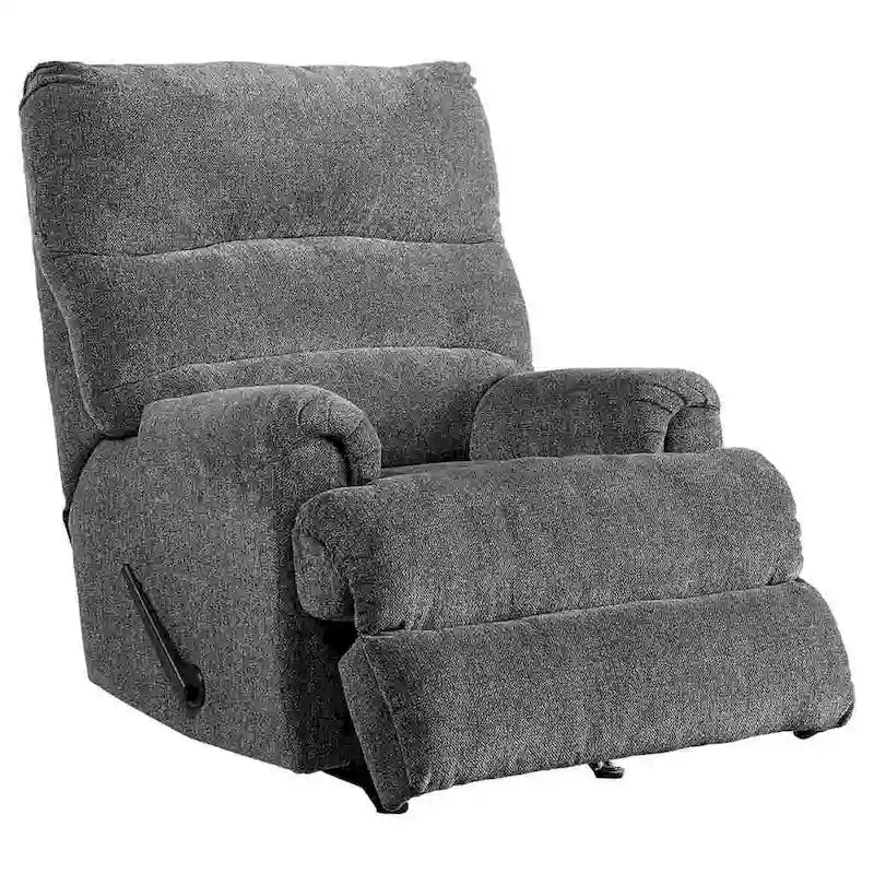 Fauteuil inclinable manuel à bascule en tissu avec levier, gris