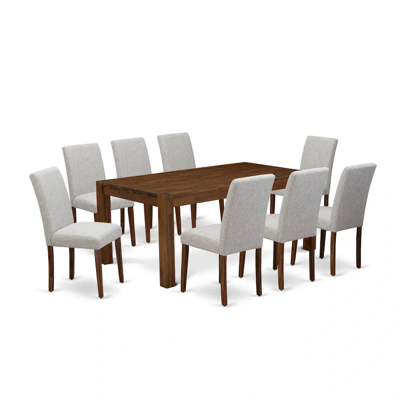 East West Furniture Ensemble de salle à manger – Une table de cuisine en bois et 4 chaises de salle à manger en tissu de lin Doeskin, Naturel (Options de pièces)
