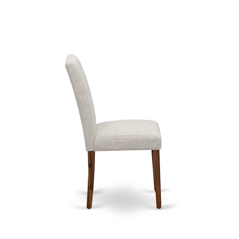 East West Furniture Ensemble de salle à manger – Une table de cuisine en bois et 4 chaises de salle à manger en tissu de lin Doeskin, Naturel (Options de pièces)