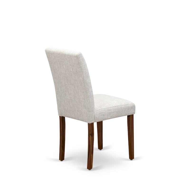 East West Furniture Ensemble de salle à manger – Une table de cuisine en bois et 4 chaises de salle à manger en tissu de lin Doeskin, Naturel (Options de pièces)