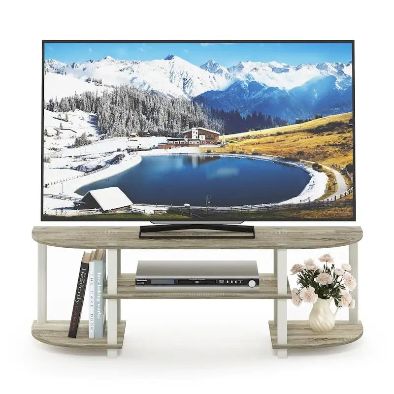 Furinno 11058 Meuble TV grand Turn-S-Tube, chêne Sonoma/blanc