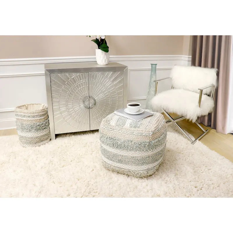 Pasargad Home Grandcanyon Pouf tressé en coton, 20 beige