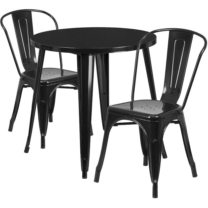 Ensemble table ronde en métal de 76 cm pour intérieur et extérieur