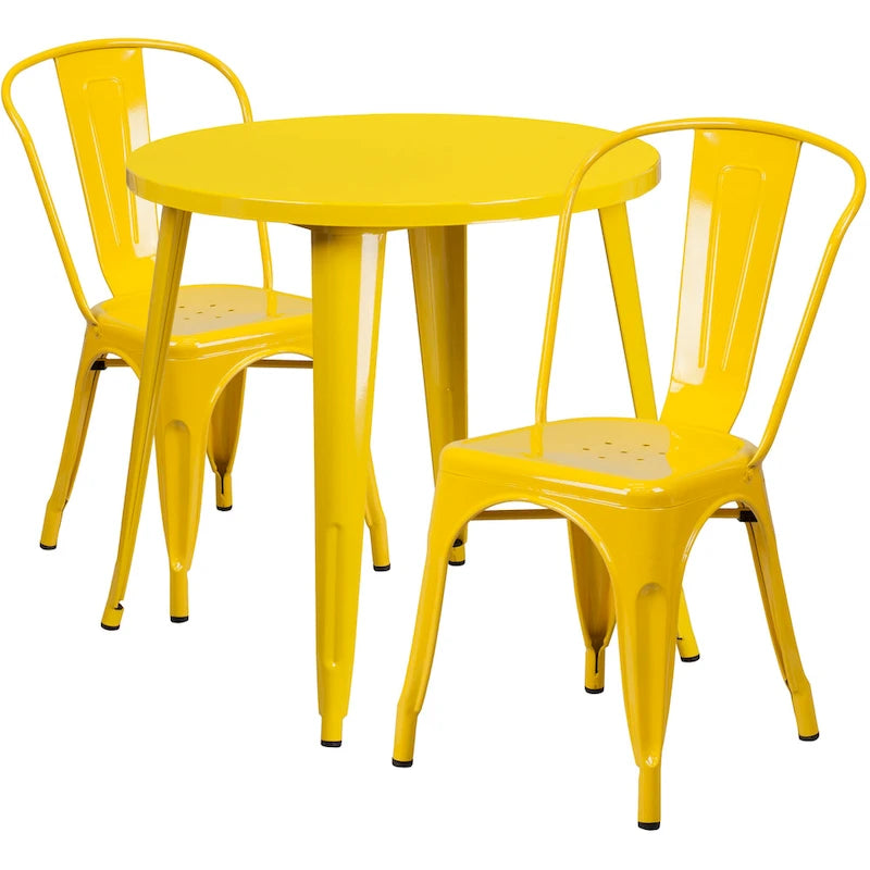 Ensemble table ronde en métal de 76 cm pour intérieur et extérieur